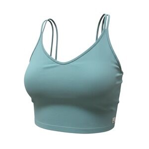 Vuori Womens Medium Light Mint Green Cotton Soft Crop Top Lined Spaghetti Strap